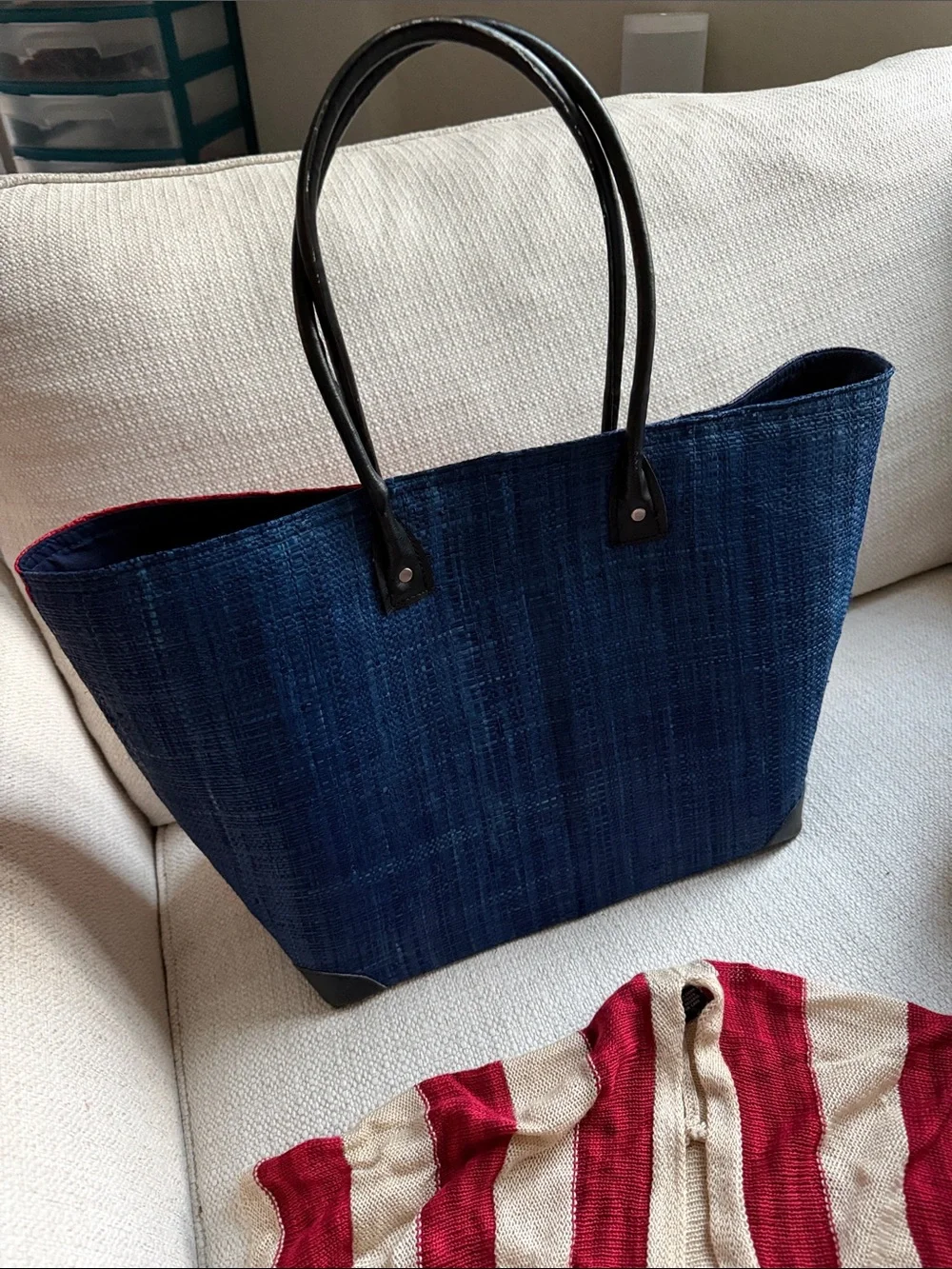 Rue21 Red White and Blue Patriotic Woven Tote with Matching Hat
